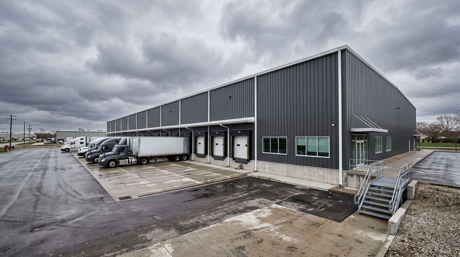 Commercial building with new metal siding and trim